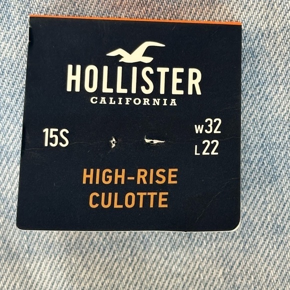 Hollister High Rise Culotte 15S W32 Wide Leg Frayed Hem Cropped Jeans - Picture 13 of 14
